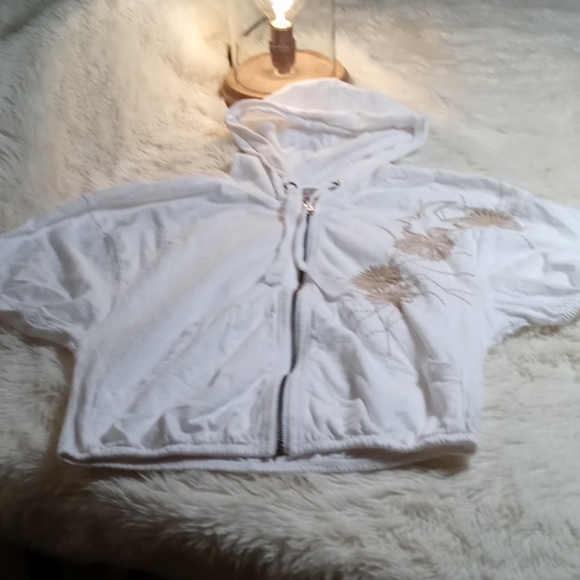 Lucky Brand Tops - Lucky Brand Short Sleeve White hoodie Size S